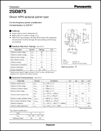 datasheet for 2SD0875 by Panasonic - Semiconductor Company of Matsushita Electronics Corporation
