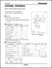 datasheet for 2SD0968 by Panasonic - Semiconductor Company of Matsushita Electronics Corporation
