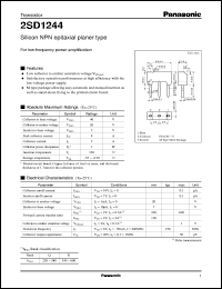 datasheet for 2SD1244 by Panasonic - Semiconductor Company of Matsushita Electronics Corporation