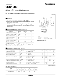 datasheet for 2SD1280 by Panasonic - Semiconductor Company of Matsushita Electronics Corporation