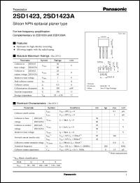 datasheet for 2SD1423 by Panasonic - Semiconductor Company of Matsushita Electronics Corporation