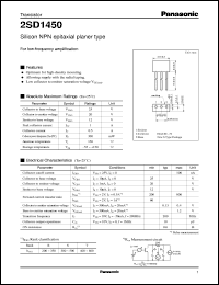 datasheet for 2SD1450 by Panasonic - Semiconductor Company of Matsushita Electronics Corporation