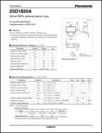 datasheet for 2SD1820A by Panasonic - Semiconductor Company of Matsushita Electronics Corporation