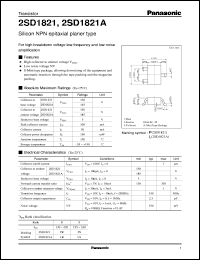 datasheet for 2SD1821A by Panasonic - Semiconductor Company of Matsushita Electronics Corporation