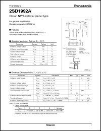 datasheet for 2SD1992A by Panasonic - Semiconductor Company of Matsushita Electronics Corporation