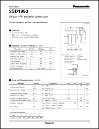 datasheet for 2SD1993 by Panasonic - Semiconductor Company of Matsushita Electronics Corporation