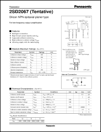 datasheet for 2SD2067 by Panasonic - Semiconductor Company of Matsushita Electronics Corporation