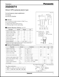 datasheet for 2SD2074 by Panasonic - Semiconductor Company of Matsushita Electronics Corporation