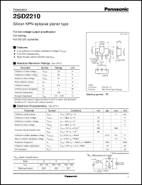 datasheet for 2SD2210 by Panasonic - Semiconductor Company of Matsushita Electronics Corporation