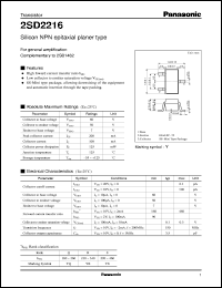 datasheet for 2SD2216 by Panasonic - Semiconductor Company of Matsushita Electronics Corporation