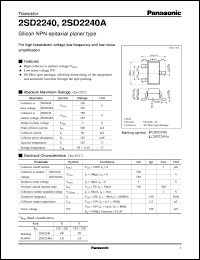 datasheet for 2SD2240 by Panasonic - Semiconductor Company of Matsushita Electronics Corporation