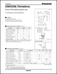 datasheet for 2SD2258 by Panasonic - Semiconductor Company of Matsushita Electronics Corporation