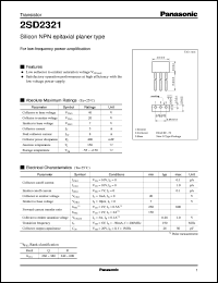 datasheet for 2SD2321 by Panasonic - Semiconductor Company of Matsushita Electronics Corporation