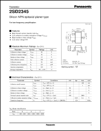 datasheet for 2SD2345 by Panasonic - Semiconductor Company of Matsushita Electronics Corporation