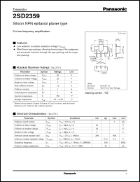 datasheet for 2SD2359 by Panasonic - Semiconductor Company of Matsushita Electronics Corporation