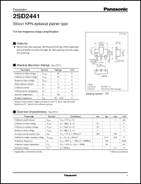 datasheet for 2SD2441 by Panasonic - Semiconductor Company of Matsushita Electronics Corporation