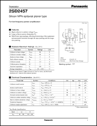 datasheet for 2SD2457 by Panasonic - Semiconductor Company of Matsushita Electronics Corporation