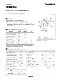 datasheet for 2SD2459 by Panasonic - Semiconductor Company of Matsushita Electronics Corporation