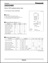 datasheet for 2SD2460 by Panasonic - Semiconductor Company of Matsushita Electronics Corporation