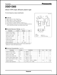 datasheet for 2SD1385 by Panasonic - Semiconductor Company of Matsushita Electronics Corporation