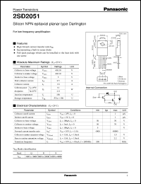datasheet for 2SD2051 by Panasonic - Semiconductor Company of Matsushita Electronics Corporation