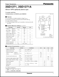 datasheet for 2SD1271 by Panasonic - Semiconductor Company of Matsushita Electronics Corporation