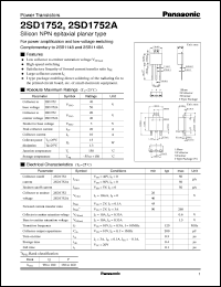 datasheet for 2SD1752 by Panasonic - Semiconductor Company of Matsushita Electronics Corporation