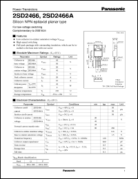 datasheet for 2SD2466 by Panasonic - Semiconductor Company of Matsushita Electronics Corporation