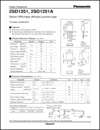 datasheet for 2SD1251A by Panasonic - Semiconductor Company of Matsushita Electronics Corporation