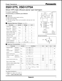 datasheet for 2SD1275 by Panasonic - Semiconductor Company of Matsushita Electronics Corporation