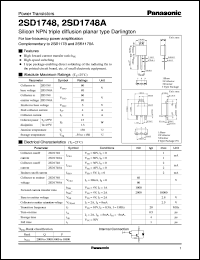 datasheet for 2SD1748 by Panasonic - Semiconductor Company of Matsushita Electronics Corporation