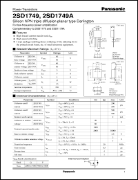 datasheet for 2SD1749 by Panasonic - Semiconductor Company of Matsushita Electronics Corporation