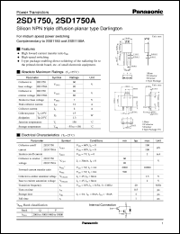 datasheet for 2SD1750A by Panasonic - Semiconductor Company of Matsushita Electronics Corporation