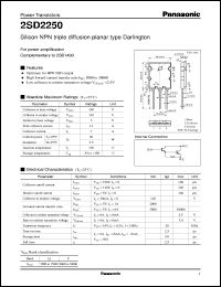 datasheet for 2SD2250 by Panasonic - Semiconductor Company of Matsushita Electronics Corporation
