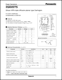 datasheet for 2SD2275 by Panasonic - Semiconductor Company of Matsushita Electronics Corporation
