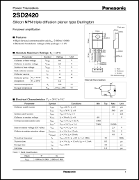 datasheet for 2SD2420 by Panasonic - Semiconductor Company of Matsushita Electronics Corporation