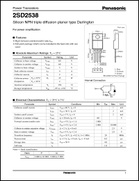 datasheet for 2SD2538 by Panasonic - Semiconductor Company of Matsushita Electronics Corporation