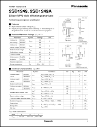 datasheet for 2SD1249 by Panasonic - Semiconductor Company of Matsushita Electronics Corporation