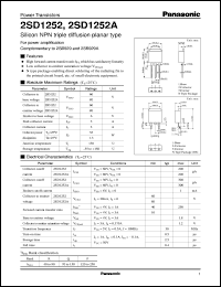 datasheet for 2SD1252 by Panasonic - Semiconductor Company of Matsushita Electronics Corporation