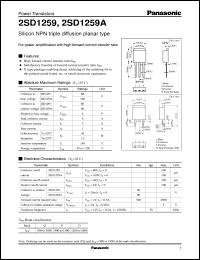 datasheet for 2SD1259A by Panasonic - Semiconductor Company of Matsushita Electronics Corporation