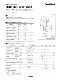 datasheet for 2SD1263 by Panasonic - Semiconductor Company of Matsushita Electronics Corporation