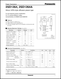 datasheet for 2SD1264 by Panasonic - Semiconductor Company of Matsushita Electronics Corporation