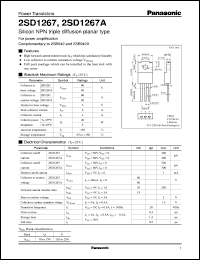 datasheet for 2SD1267 by Panasonic - Semiconductor Company of Matsushita Electronics Corporation
