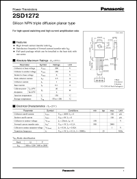 datasheet for 2SD1272 by Panasonic - Semiconductor Company of Matsushita Electronics Corporation