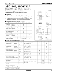datasheet for 2SD1742 by Panasonic - Semiconductor Company of Matsushita Electronics Corporation