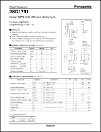 datasheet for 2SD1751 by Panasonic - Semiconductor Company of Matsushita Electronics Corporation