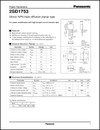 datasheet for 2SD1753 by Panasonic - Semiconductor Company of Matsushita Electronics Corporation
