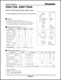 datasheet for 2SD1754 by Panasonic - Semiconductor Company of Matsushita Electronics Corporation