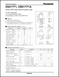 datasheet for 2SD1771 by Panasonic - Semiconductor Company of Matsushita Electronics Corporation