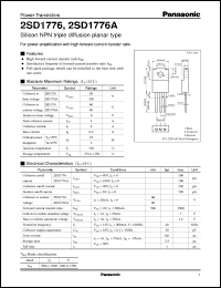 datasheet for 2SD1776A by Panasonic - Semiconductor Company of Matsushita Electronics Corporation
